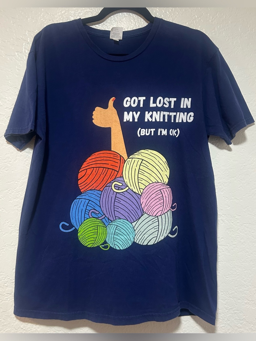 Navy Blue 'Got Lost in My Knitting' Graphic Tee
